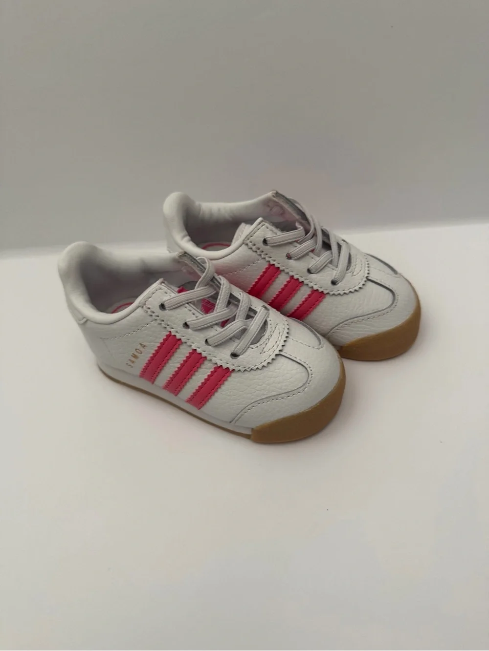 adidas Kids Samoa White & Pink Stripe Sneaker
